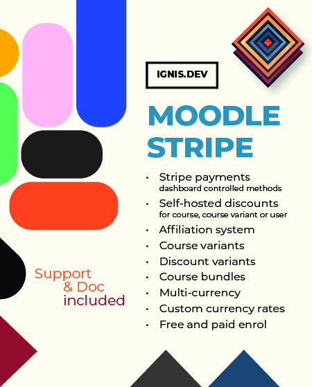 Stripe for Moodle with course variants, discount codes and affiliation system